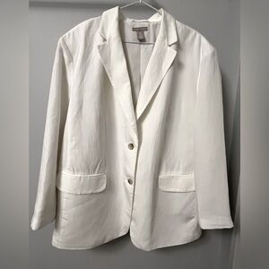 H&M Premium Selection White Linen Blend Blazer